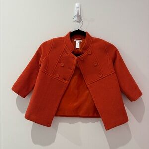 Janie and Jack Orange Pea Coat with Modern Boxy Cut